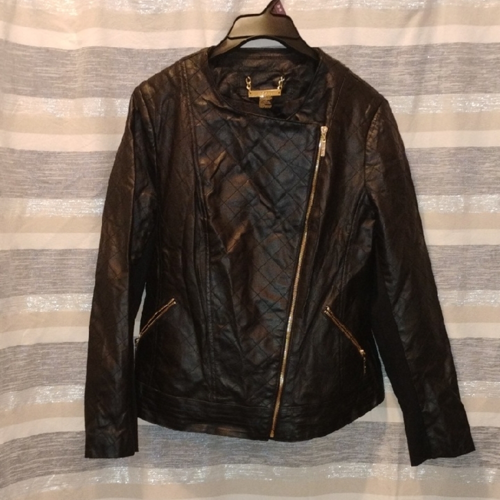 IMAN Black Quilted Leather Jacket